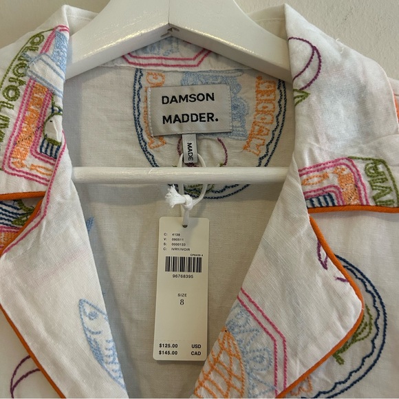 Damson Madder Chlo Linen Blend Short Sleeve Button Down Shirt 8 Anthropologie - Picture 6 of 15